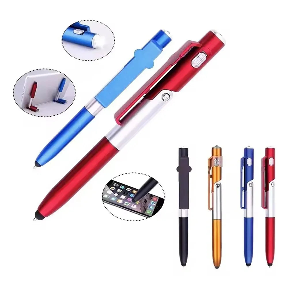 4-in-1 Foldable Stylus Pen – Ballpoint, LED Light & Phone Stand Multifunctional Stylus Pen Zpaxo