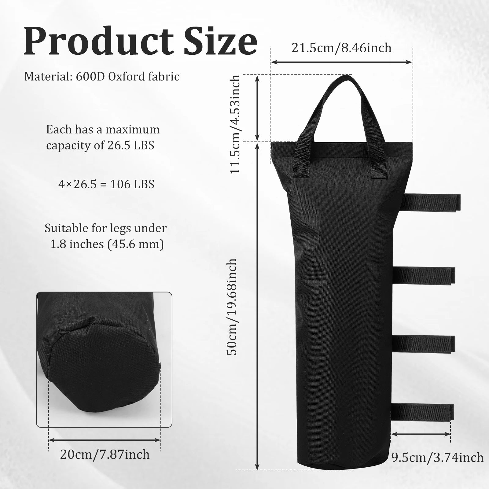 4pcs Heavy Duty Canopy Weights Sand Bags 600D Oxford Waterproof Tent Anchor Windproof Weight Bag for Pop Up Gazebo Camping Outdo Zpaxo