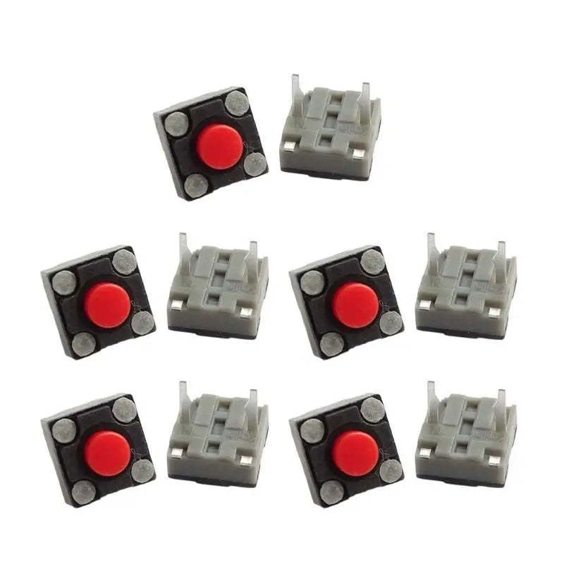 652F 10Pieces Mouse Mute Microswitch 6x6x4 Rectangle Microswitches Zpaxo Red CN