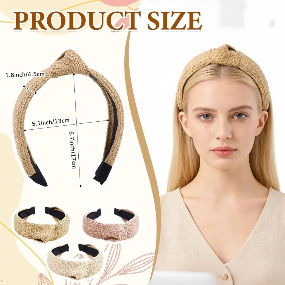 New Bohemian Straw Headbands Soft Lightweight Woven Hair Head Wide Headband for Woman Zpaxo