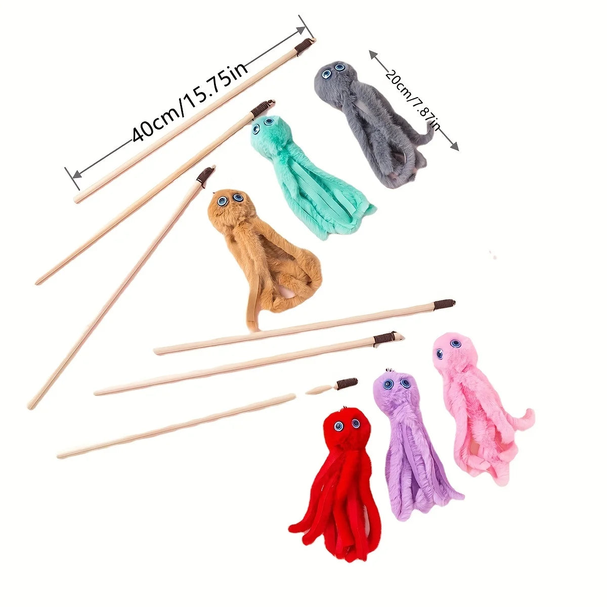 Lovely Cat Toy Funny Simulation Fish Furry Octopus Exercise Teaser