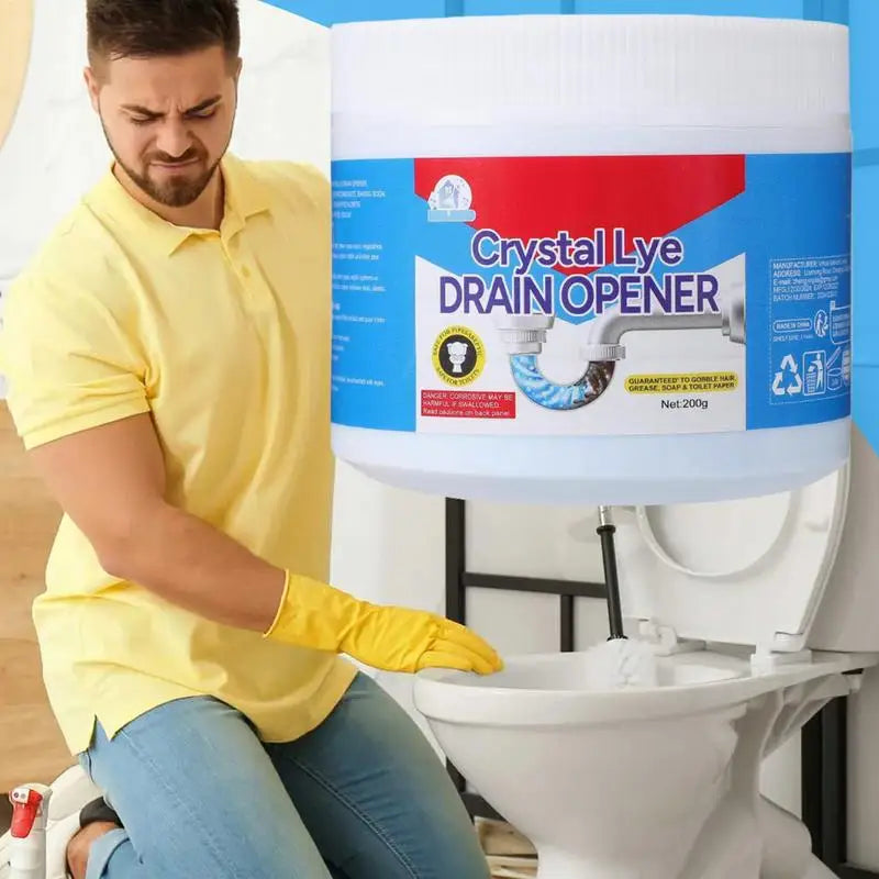 Crystal Lye Drain Opener Sodium Hydroxide Powerful Unclogs Bathroom