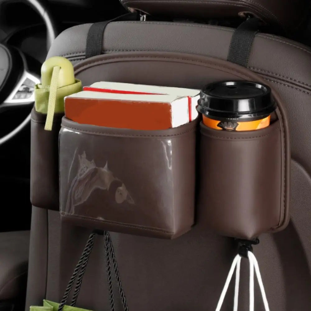 Leather Material Car Back Seat Organizer Hanging Storage Bag Multifunctional Design Car Organizer Tissue Box Holder Zpaxo
