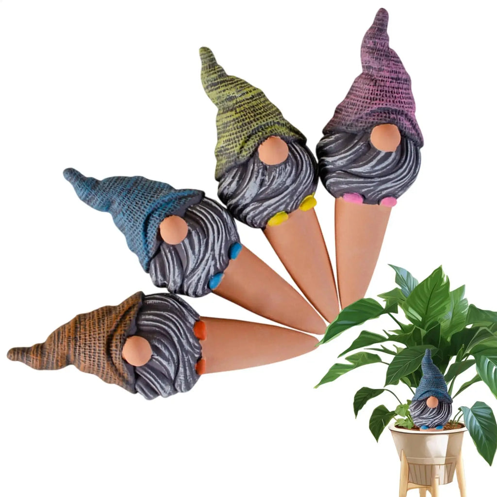 Gnome Self-Watering Spikes – 4-Pack Terracotta Plant Waterer Self-Watering Spikes Zpaxo