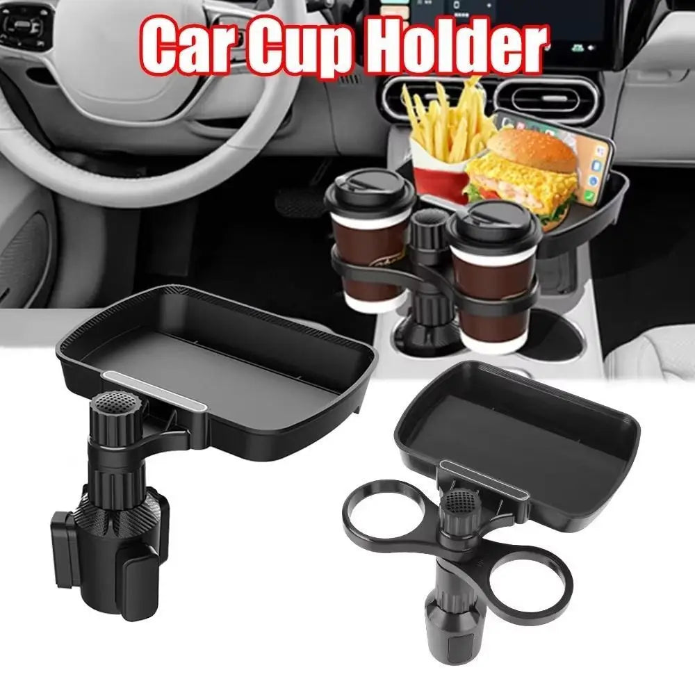 360° Rotation Cup Holder Food Trays Adjustable Base Dual Cup Holder Car Food Storage Rack Easy To Install Detachable Design Zpaxo