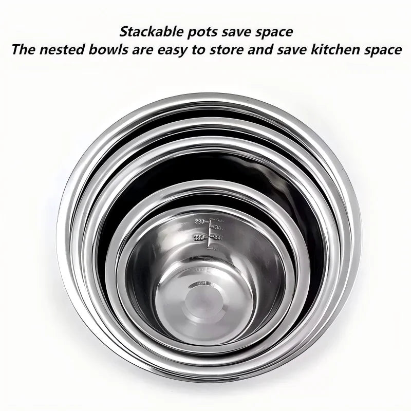5-piece Household Stainless Steel Pots Bowls Picnic Camping Barbecue Zpaxo Basin-5 pcs