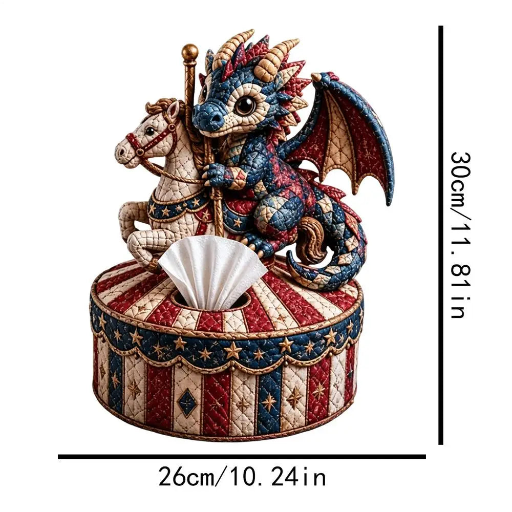 Quilted Dragon Tissue Box Handmade Beaded Fabric Napkin Organizer DIY