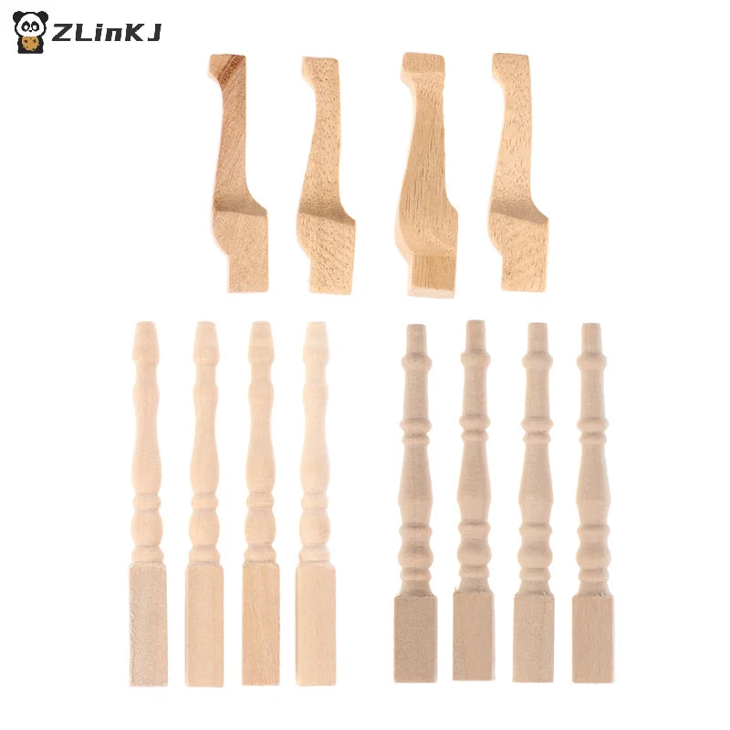 ▶4pcs/lot 1:12 Wood Dollhouse Table Leg Miniature Furniture Diy Dollhouse Accessories Simulation Table Feet Model Dollhouse Toy Zpaxo