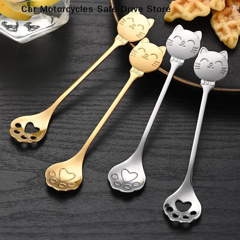 Cute Cat Paw Teaspoon 304 Stainless Steel Coffee Spoon Ice Cream