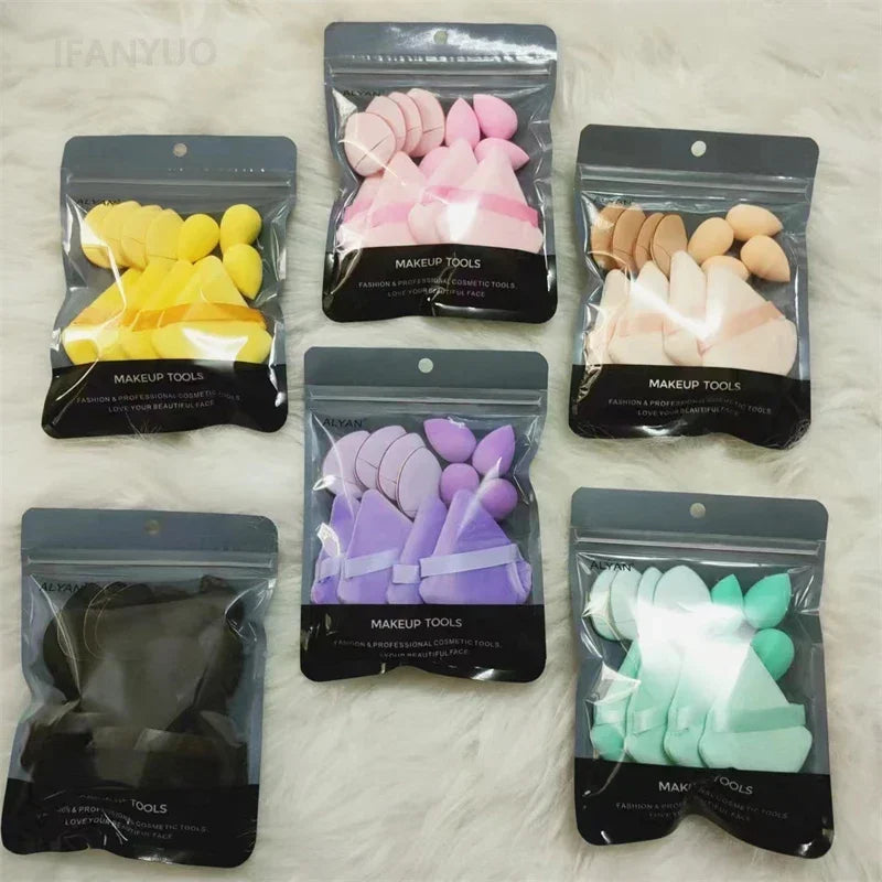 12PCS Cosmetic Puff Set Multicolor Soft Foundation Powder Makeup Sponge Egg Pink Purple Puff Makeup Tools Accessories Wholesale Zpaxo
