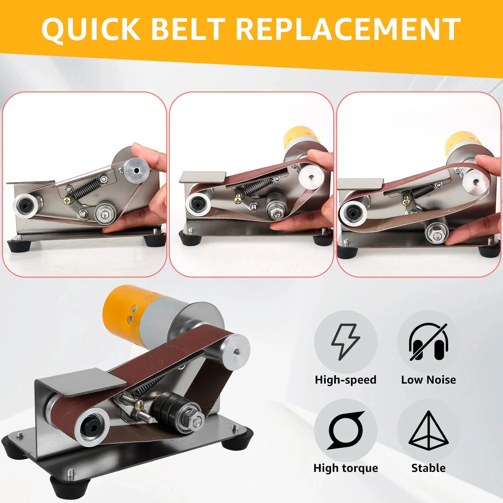 110-220V Electric Belt Sander DIY Polishing Grinding Machine Cutter Edges Sharpener US Plug Multifunction Power Tool Sandbelt Zpaxo