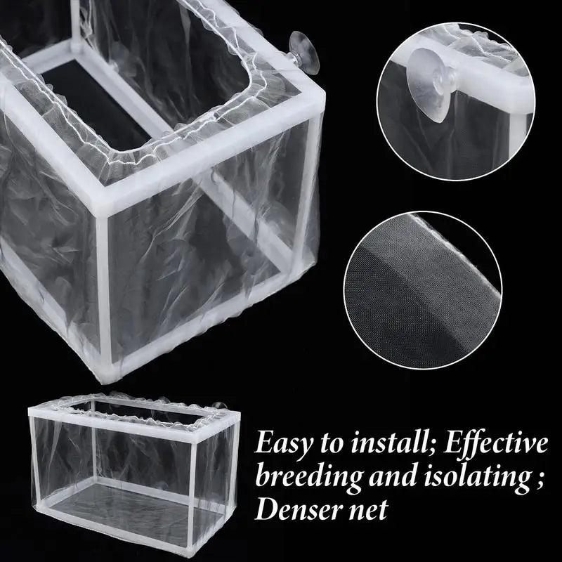 Aquarium Isolation Box Fish Hatchery Net Breeding Suction Cup Fixed