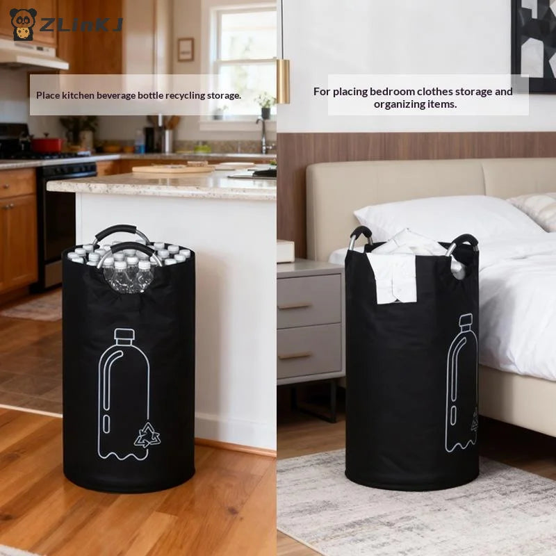 ▶82L Wastewater Bottle Collector Bag Large Capacity Empty Bottle Storage Basket With Aluminum Handle Folding Recycling Bin Zpaxo