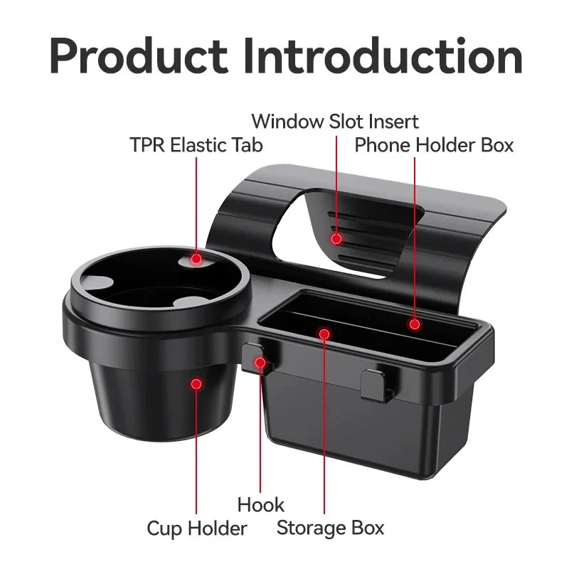 Car Cup Stand Phone Holder Mount Tray Side Door Window Storage Barrel