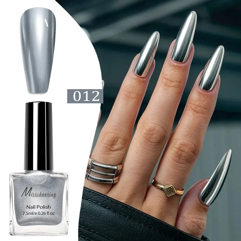 12 Colors Metal Mirror Effect Nail Polish Lasting Quickly Drying Art Zpaxo 12