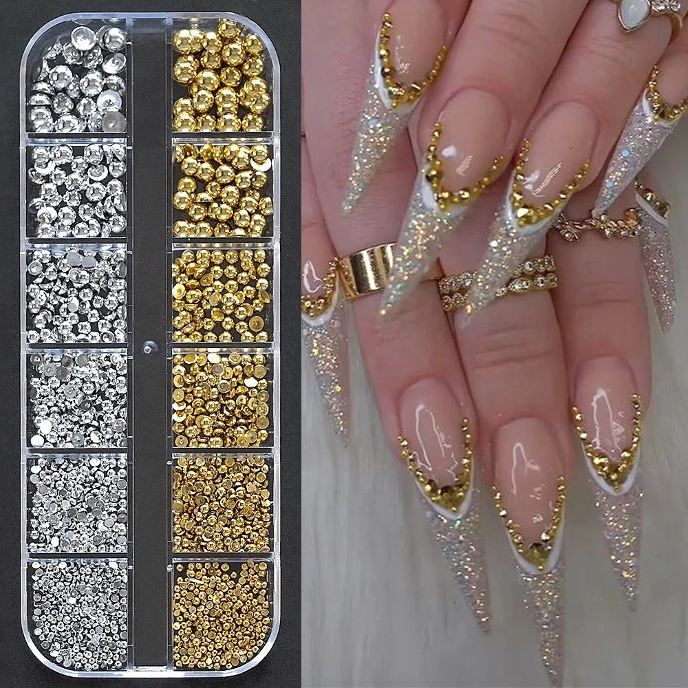 3D Nail Rhinestone Christmas Red Pearlescent Colorful Pearl Beads Zpaxo C