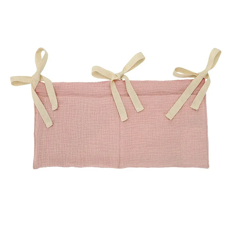 Baby Crib Storage Bag Cotton Double Pouch Newborn Bed Headboard Zpaxo Pink