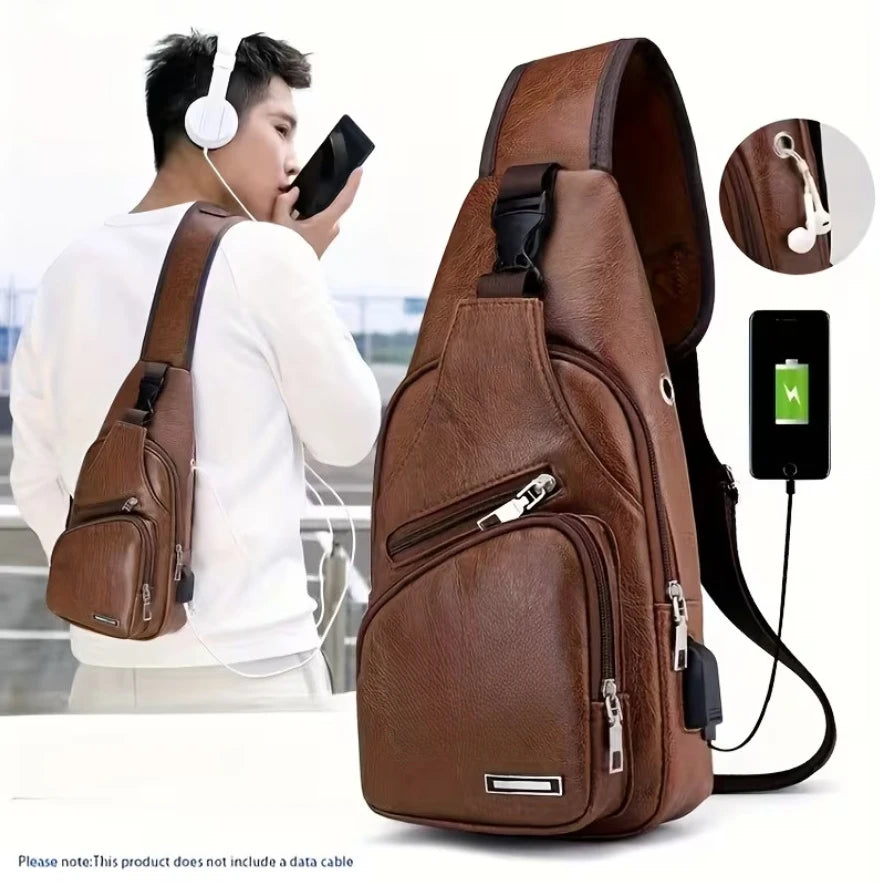 Men's Chest Bag Adjustable Strap Zipper Closure Multifunctional