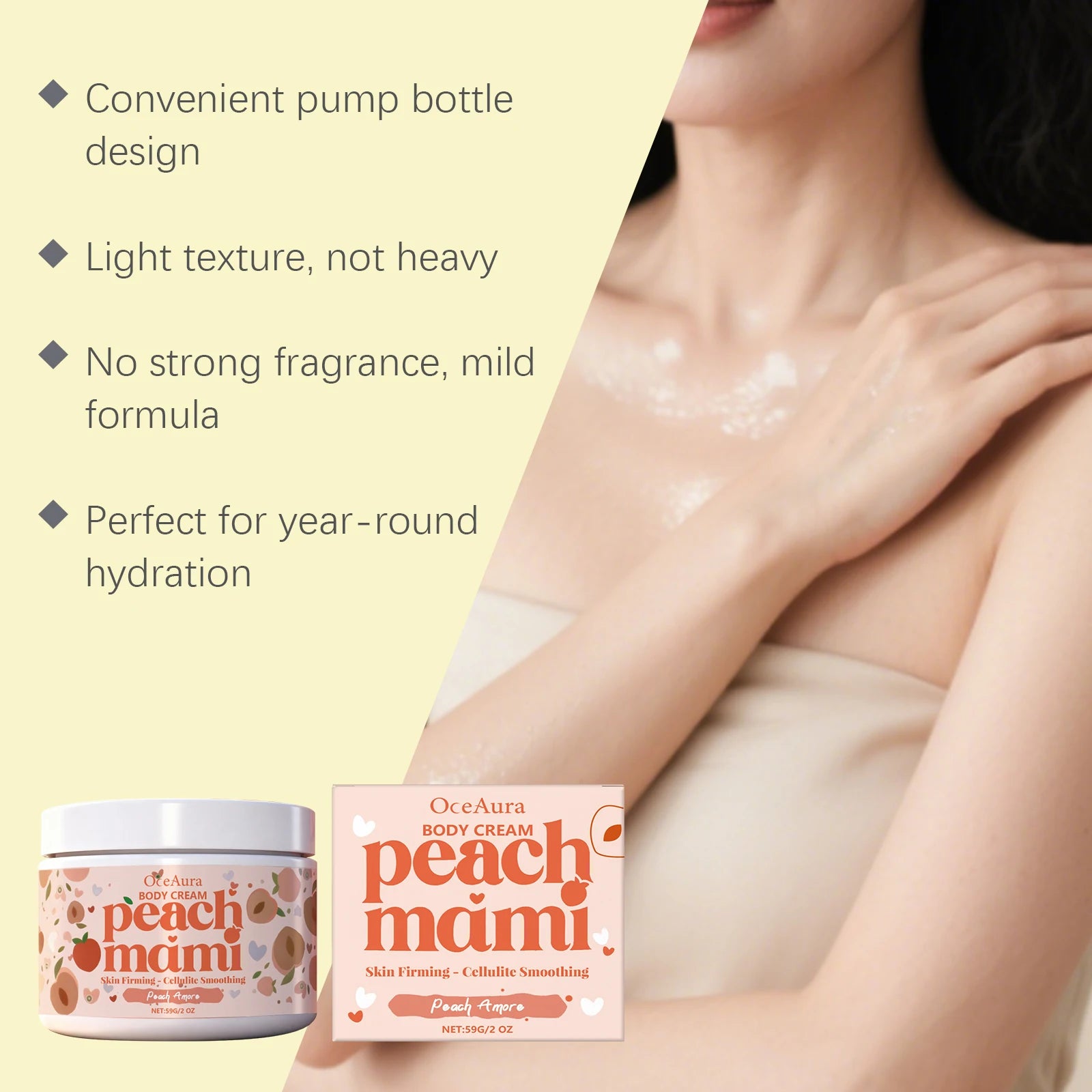 Peach Firming Body Cream Moisturizing Tightening Lifting Smoothing Skin Daily Use for Elastic Nourished & Protected Skin Zpaxo