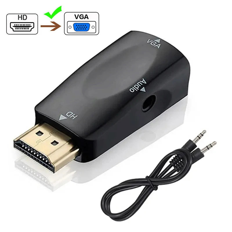 HDTV 1080P VGA Adapter Audio Jack Cable Laptop Tablet Plug Play