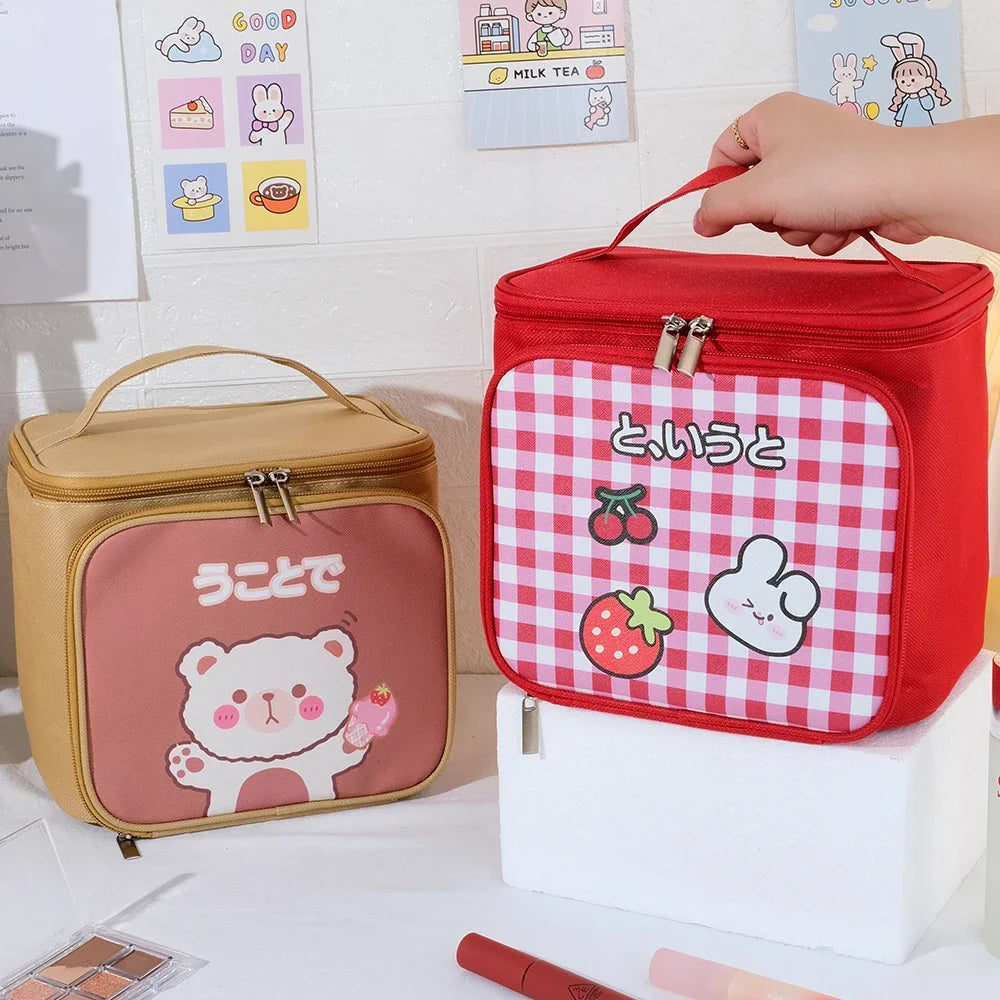 Cute Cartoon Makeup Bag Large Capacity Toiletry Organizer Travel