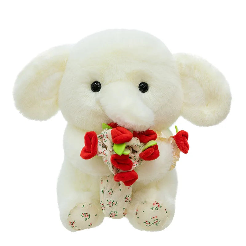 Rose-shaped Elephant Pillow Flower Bouquet Hat Transformable Plush
