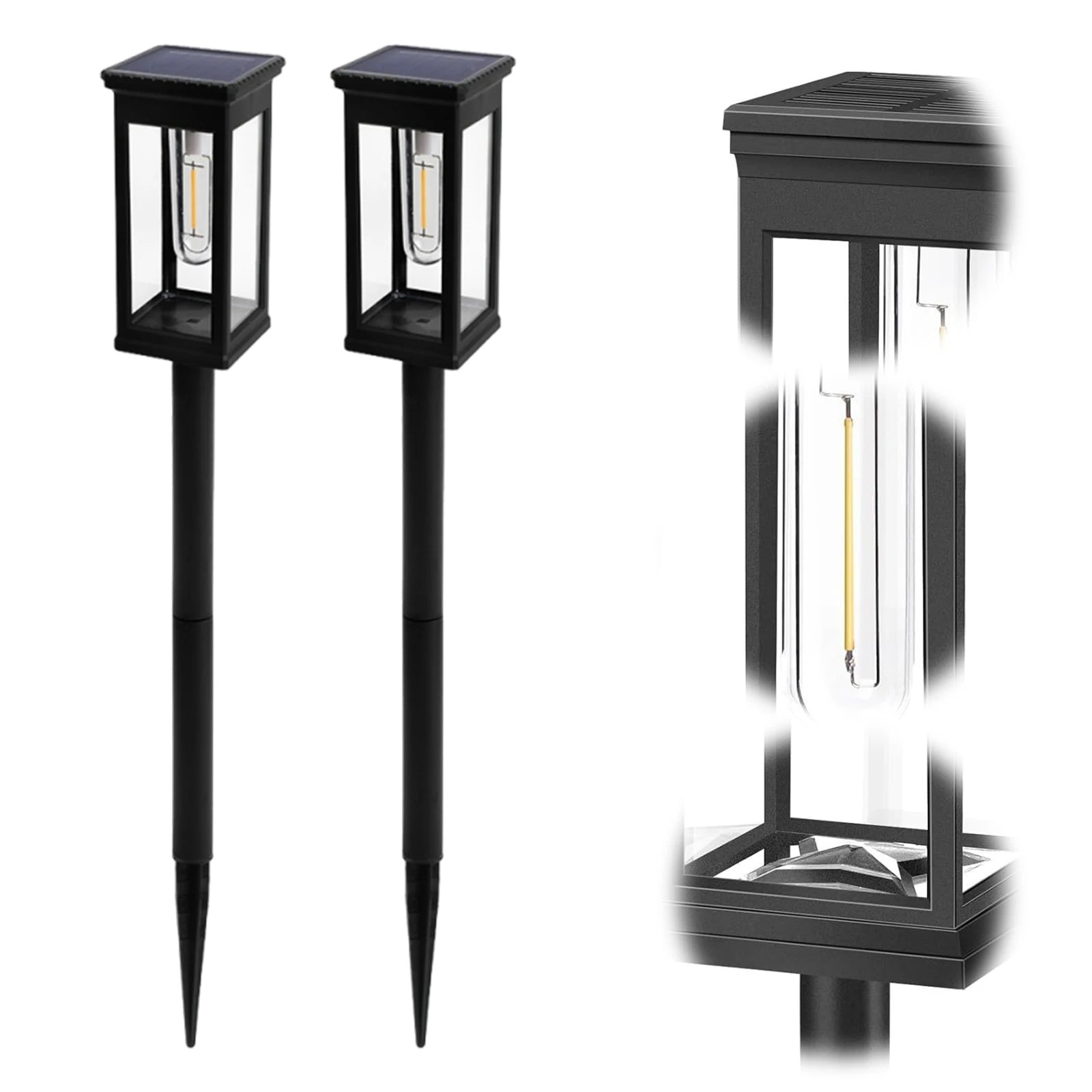Solar Powered Lanterns Waterproof Metal Outdoor Light Tungsten