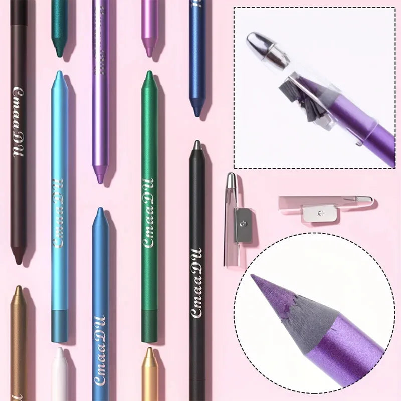 12Pcs/Set of Waterproof Eyeliner Pens Includes Eyeshadow Durable and Easy to Color Highlighter with Shimmering Effects Zpaxo