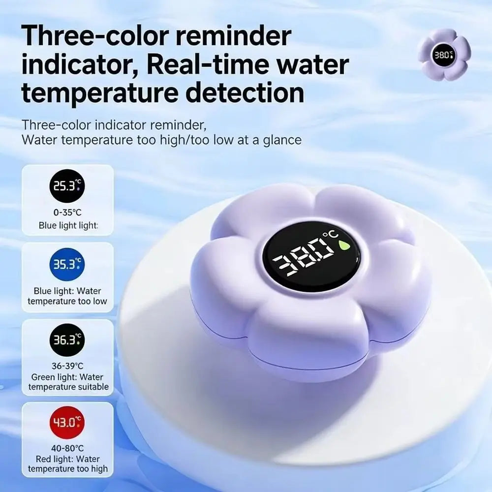 Waterproof Baby Bath Thermometer Flower Shaped Three-color Reminder Zpaxo