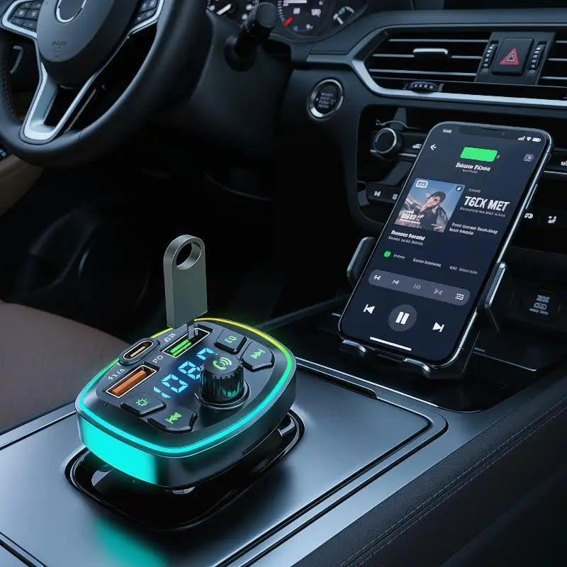 Car Bluetooth 5.0 FM Transmitter – PD 18W Fast Charger & MP3