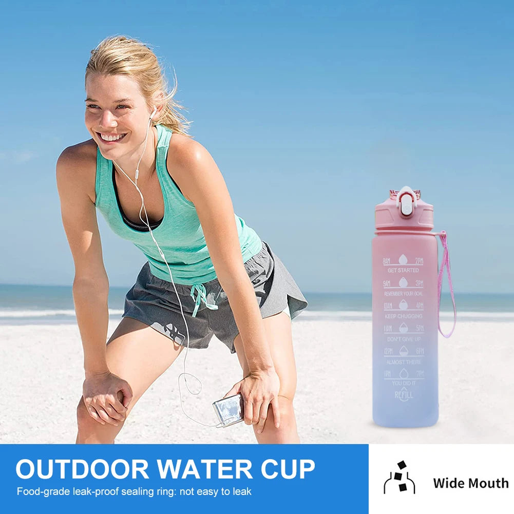 Sports Drink Bottle Frosted Gradient Outdoor Sport Water Reusable