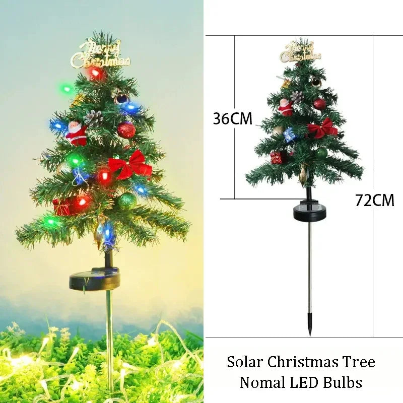Christmas Tree LED Lights Solar Outdoor Decorative Lawn Garden Lamp Pathway Landscape Lighting for Holiday Festive Decor Zpaxo RGB Accessories China Mainland