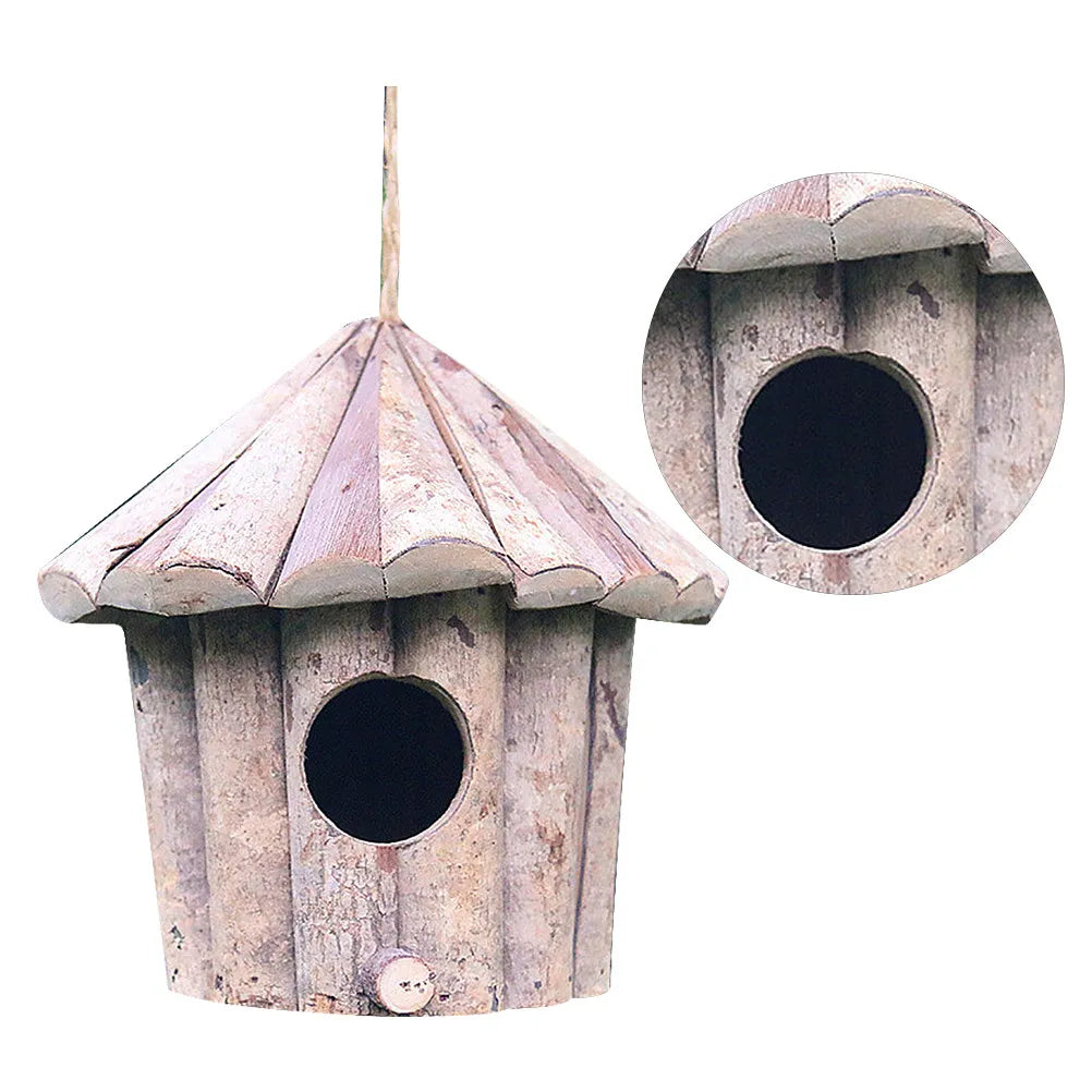Creative Wooden Bird Nest Realistic Design Room Garden Decoration