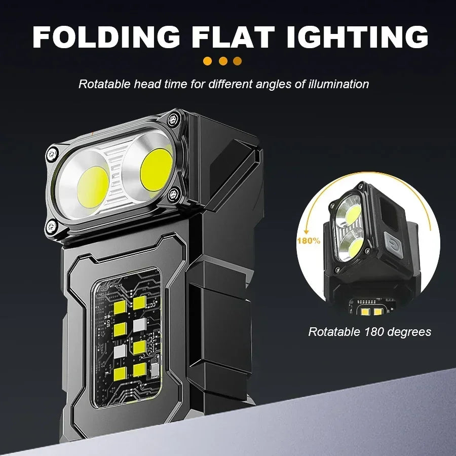Mini USB-C Rechargeable LED Flashlight 800 Lumen COB Torch