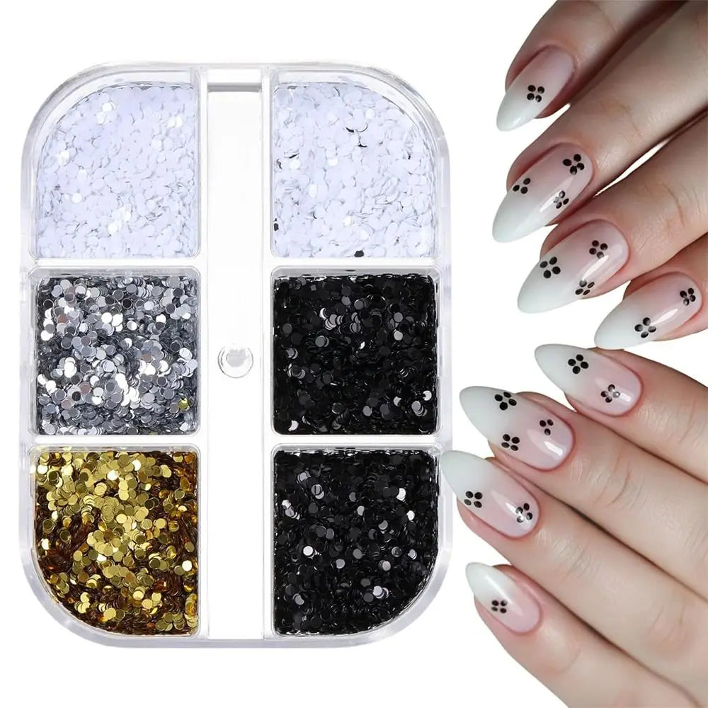 3D Laser Nail Art Sequins Mini Polka Dot Tiny Disco Sequin Retro Zpaxo