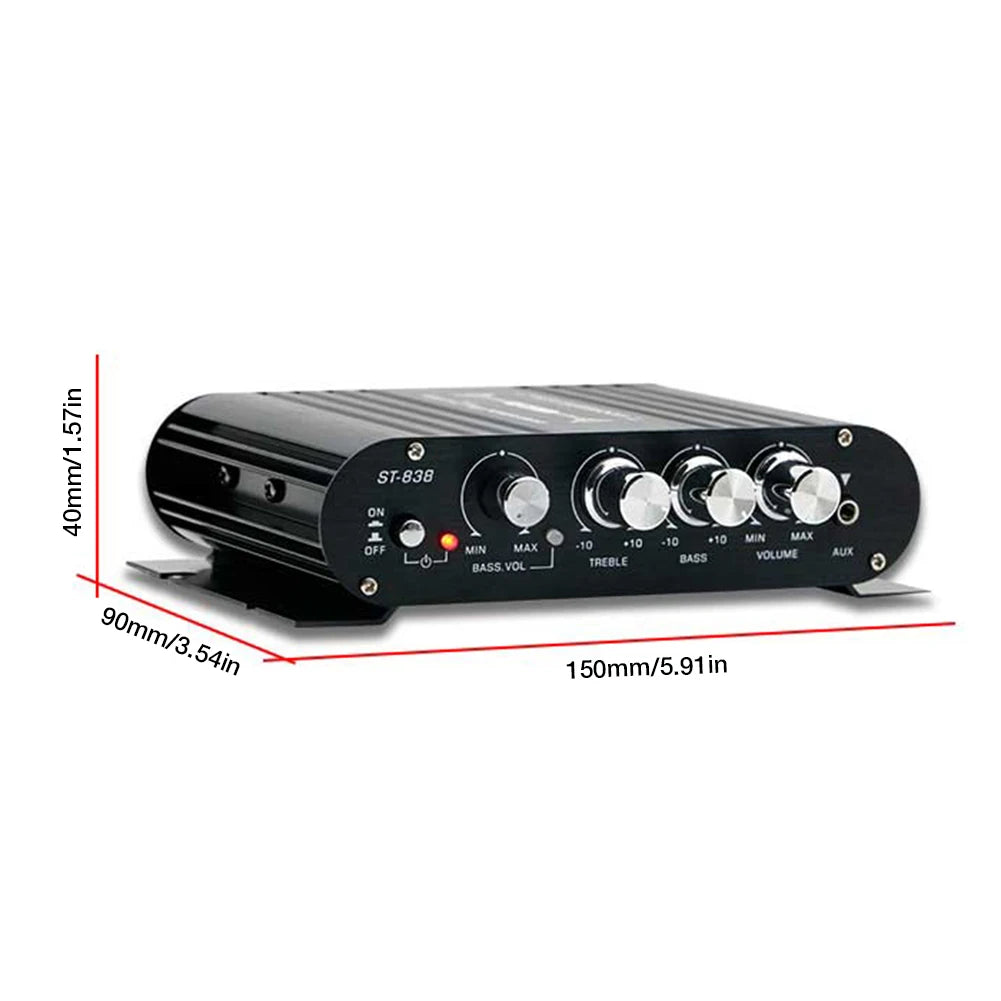 ST-838 Hifi 2 1 Channel Subwoofer Amplifier Bass Treble Adjustment