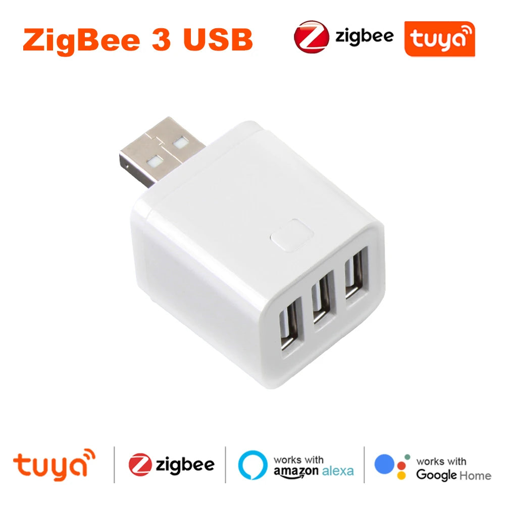 Tuya 1/2/3Gang Smart USB Adapter WiFi Zigbee Plug APP Timing Control Switch 5V Mini DIY Controller Works with Alexa Google Home Zpaxo Zigbee-3USB Port