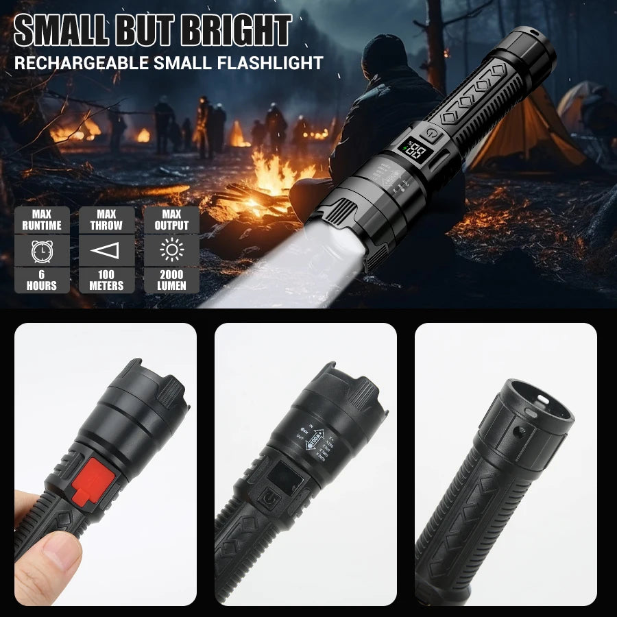 2000 Lumen USB-C Rechargeable LED Flashlight – Zoom Torch