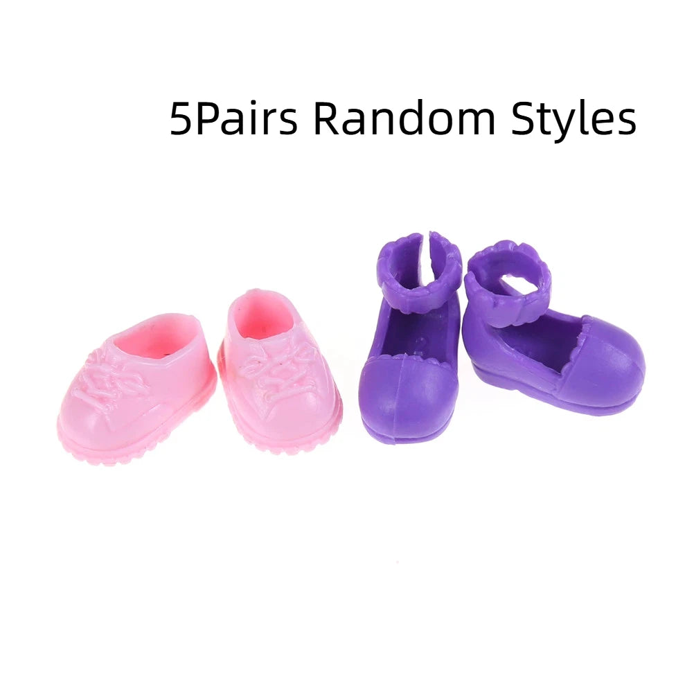 ▶5Pairs Fashion Shoes Boots For Sister Doll Kids Gift Zpaxo 5Pairs Random Styles