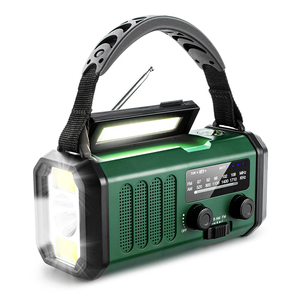 Solar Powered Emergency Power Bank LED Flashlight Type-c Charging Zpaxo army green