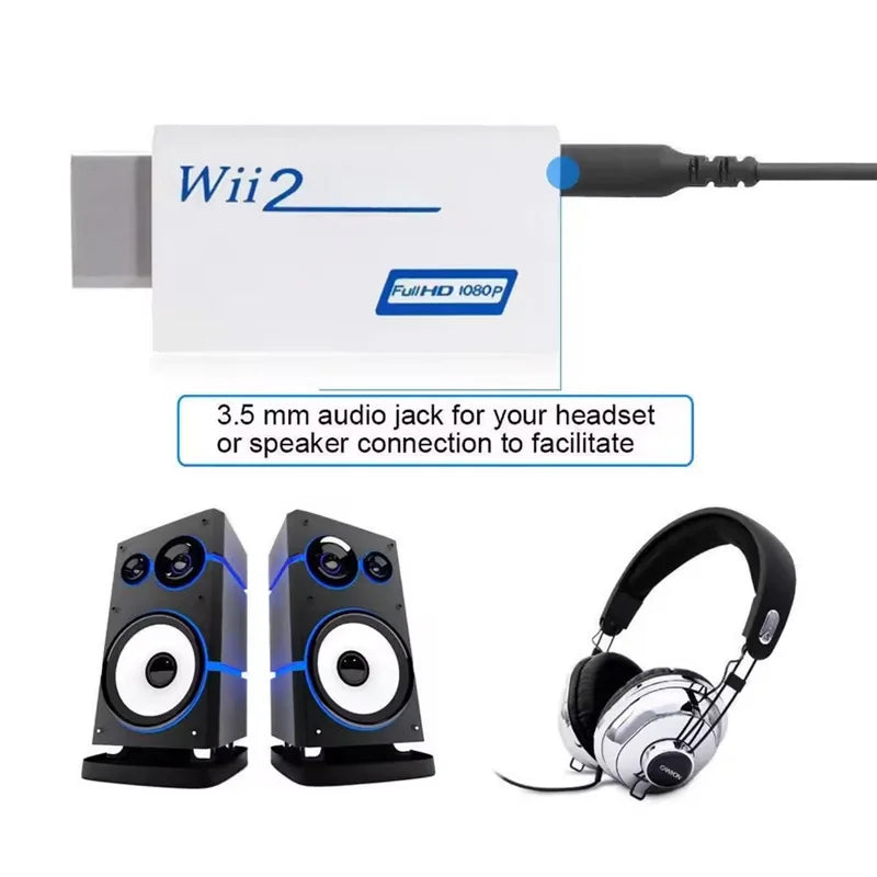 Full HD HDMI-Compatible Adapter Wii Console Converter Jack Audio Zpaxo