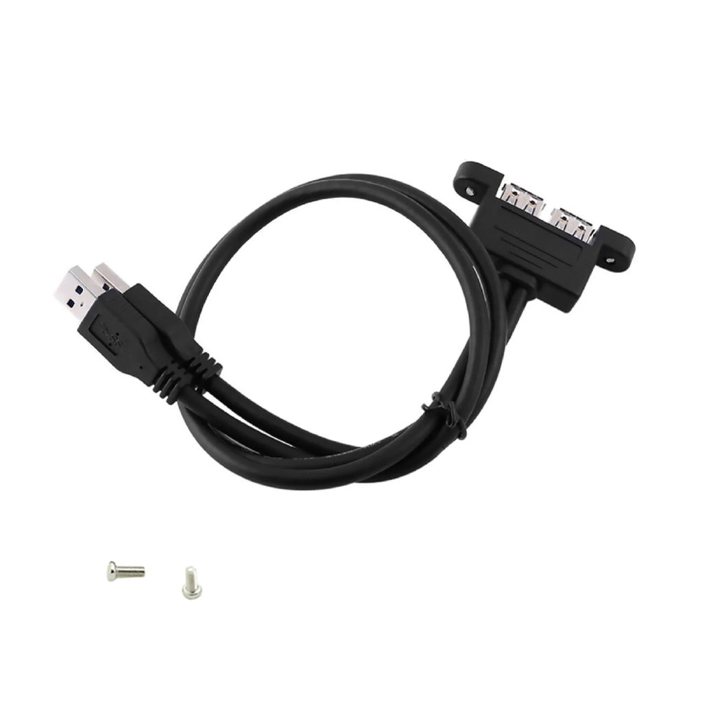 Dual USB 3 0 Male Female Extension Cable Screw Panel Mount Holes