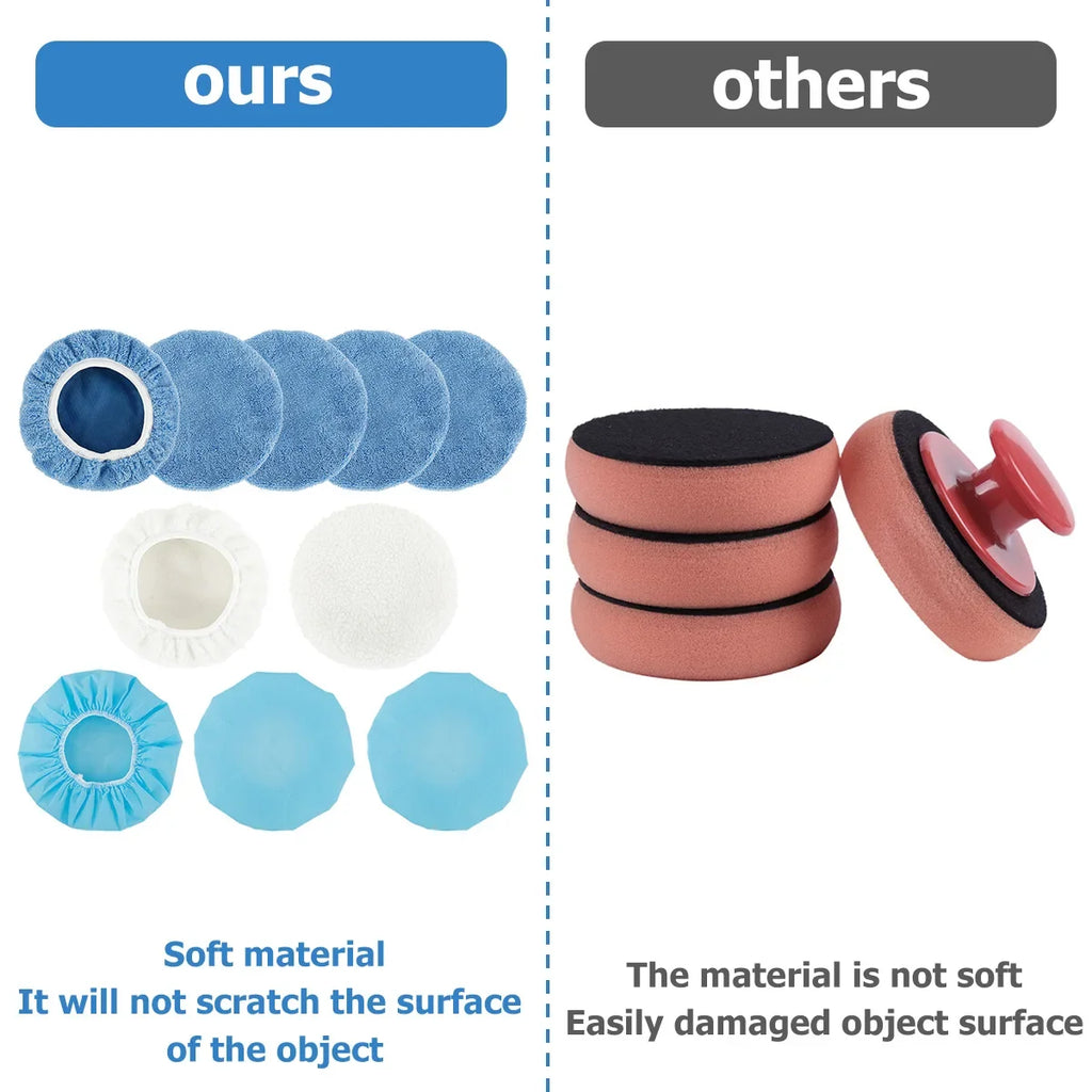 10PCS Polishing Pads Elastic Adjustable Anti-slip Polishing Bonnet Car Wax Cover Kit Buffer Buffing Pad Detail Clean Accessories Zpaxo