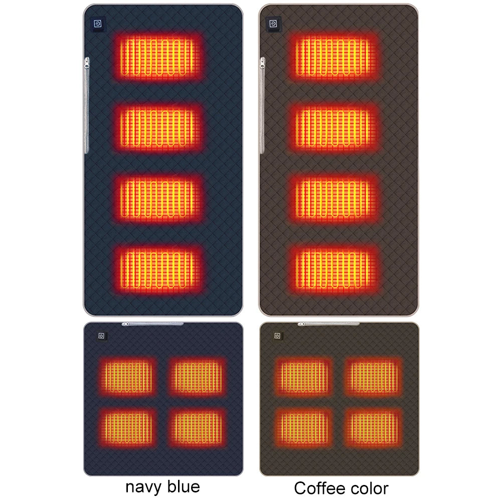 4 Heated Areas Camping Chair Heated Mat Outdoor USB Electric Blanket 3 Adjustable Temperature Heater Cushion for Winter Travel Zpaxo