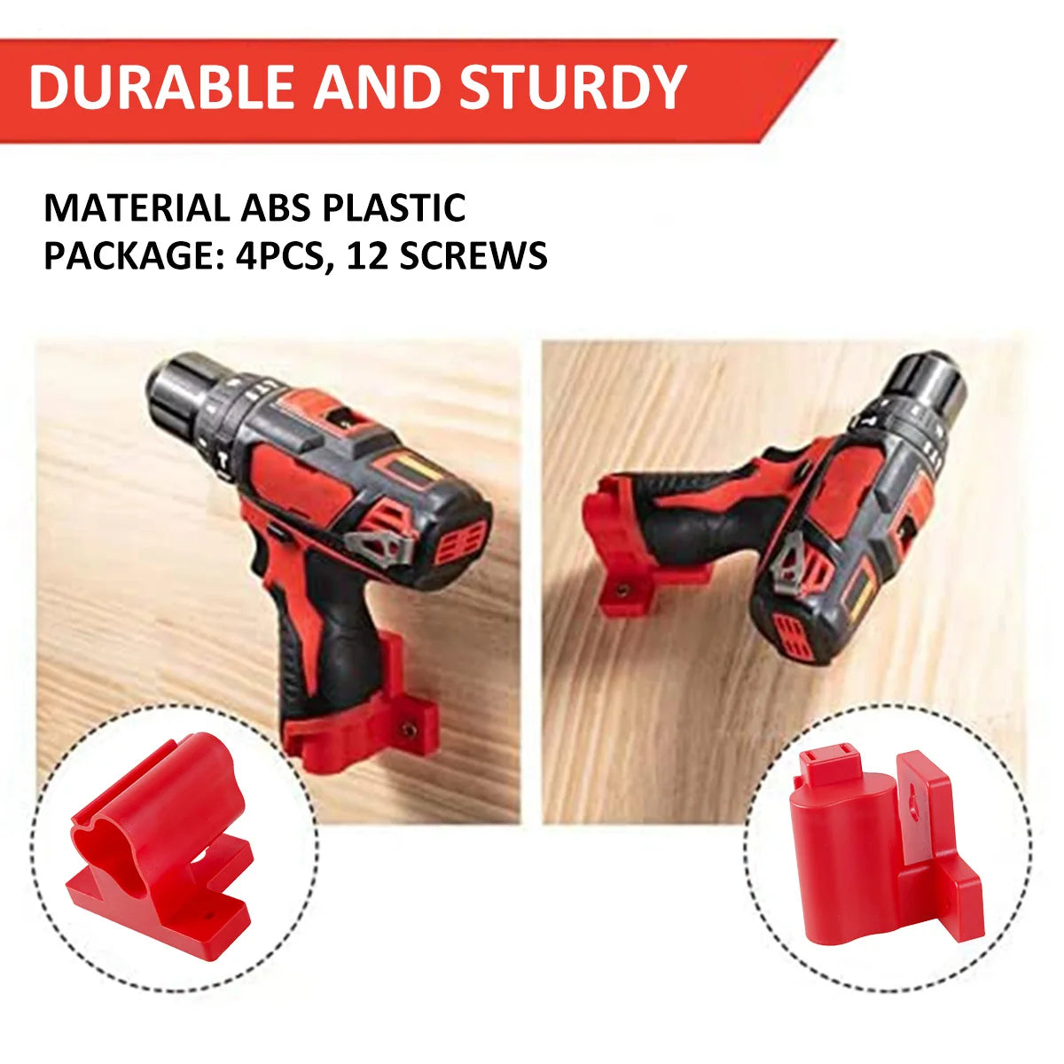 4Pcs Power Tool Holder Plastic Electric Tool Battery Dock Holder Heavy Duty Hanger with Screws for Milwaukee M12 Drill Storage Zpaxo