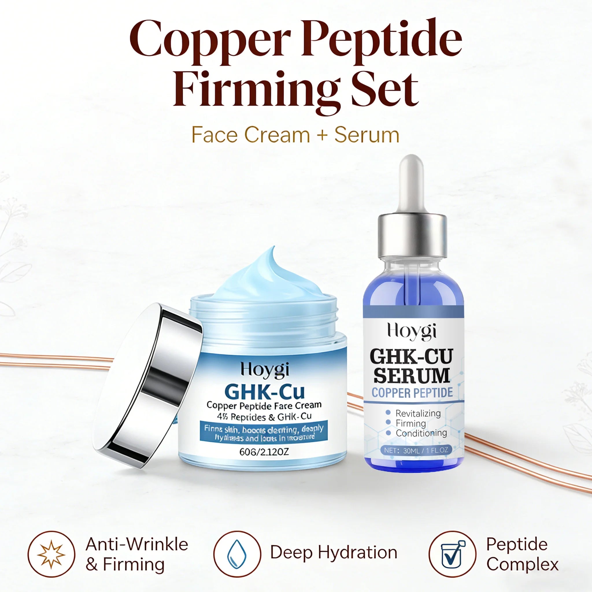 Hoygi Copper Peptide Face Cream & Serum Set – Firming & Hydrating Face Cream & Serum Set Zpaxo