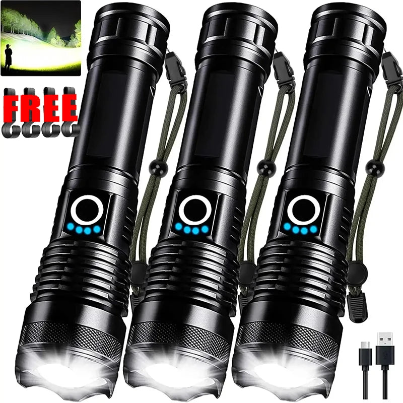 XHP50 LED Tactical Flashlight – Rechargeable Zoomable Torch
