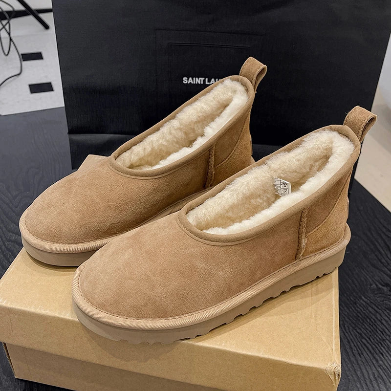 2025 Autumn Winter Fashion Classic Simple Comfortable Lamb Wool Flat