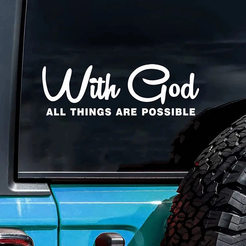 With God All Things Are Possible Waterproof Vinyl Car Decal