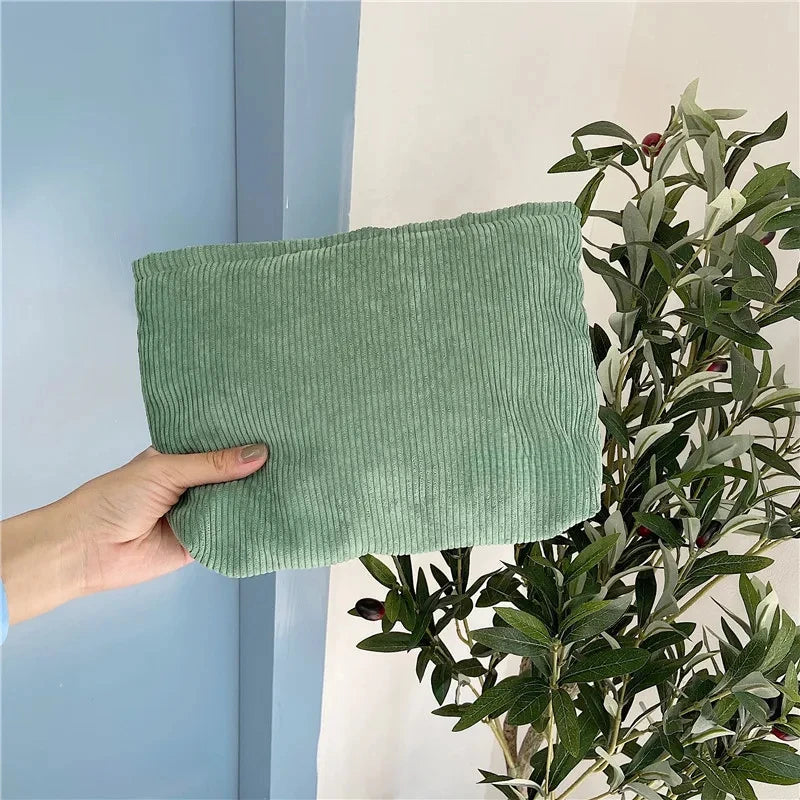 Corduroy Large Capacity Travel Cosmetic Bag Portable Women's Makeup Organizer Zipper Storage Clutch Purses Zpaxo
